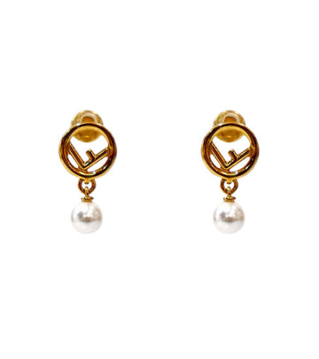 Fendi Pearl Drop F Is Gold Earrings 53880 154667316