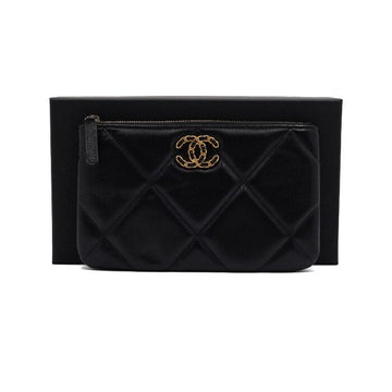 CHANEL Black Calfskin Small Pouch Clutch Bag 19 AP1059 154670302