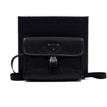 PRADA テクスチャー ブラック リナイロン サフィアーノ 男女兼用 フォンケース クロスバッグ 2ZH108 154670310