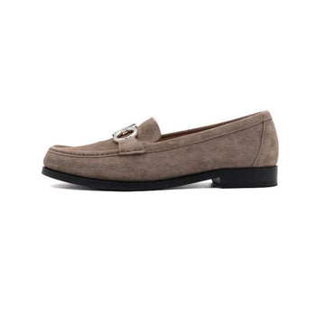 Salvatore Ferragamo Suede Silver-tone Gancini Logo Women's Loafers 02274 154670362