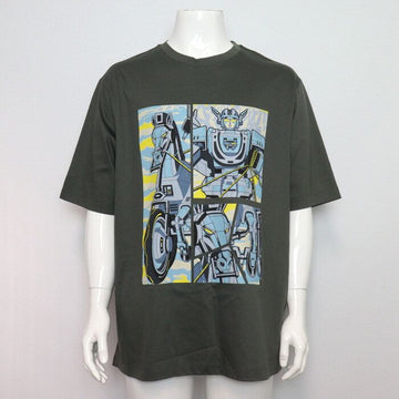 Hermes Men's Short Sleeve T-Shirt with Robot Print in Green 100% Cotton H267820HA09 154670393