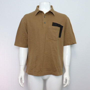 Hermes Brown Leather Pocket Patch Logo Polo Men's Short Sleeve T-Shirt 367985HA 154670397