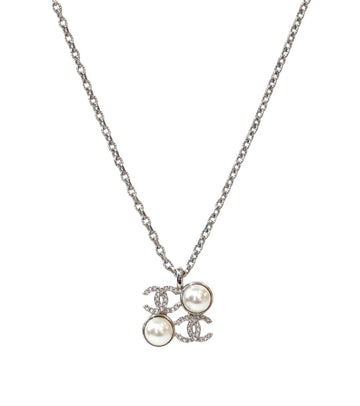 CHANEL Pearl CC Silver Necklace 50999 154701048