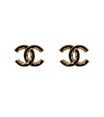 CHANEL Black CC Gold Earrings 50960 154701334