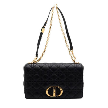 DIOR Caro ブラック カナージュ ラージ ゴールドチェーン ショルダーバッグ ショルダー兼クロスバッグ aa62538 154714395