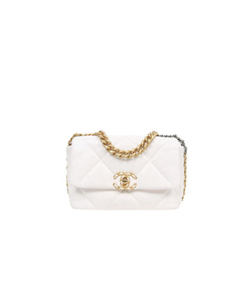 CHANEL Weiße 19 Schultertasche 52766 154754750