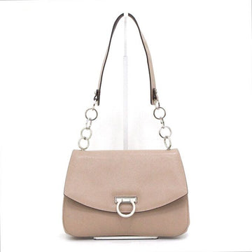 SALVATORE FERRAGAMO 21 5320 Beiger Saffiano Silber Ganzini Ketten Schultertasche aa62325 154759302