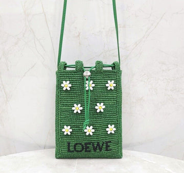 Loewe New Drawstring Pocket Rafia Green Crossbody Bag 145927538