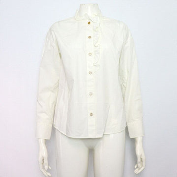 Gucci Interlocking G Logo Button White Cotton Poplin Women's Blouse Shirt 690723 154877608