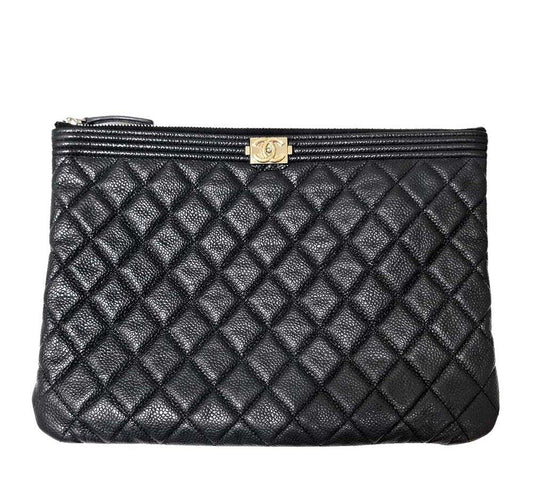 CHANEL キャビア ボーイ クラッチ ニューミディウム 7288275634 80541928