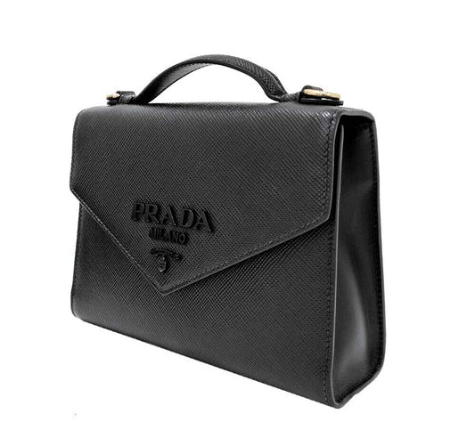 PRADA モノクローム サフィアーノ ショルダーバッグ 1BD317 6375873596 35926677