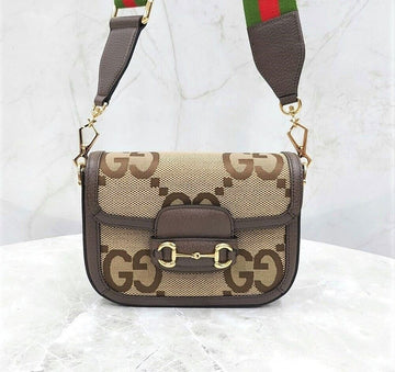 GUCCI gg GG Jumbo Pferdebeißer Kleine Dreistreifen Schulter Crossbody Tasche 658574 133672190