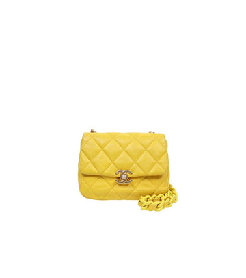 CHANEL Yellow Lambskin Petit Sac Shoulder Bag 48144 155009936
