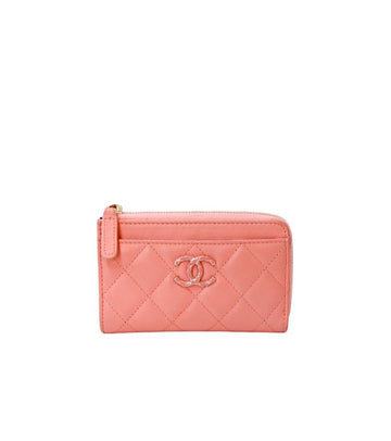 CHANEL ピンク キルティング カード財布 52128 155009991