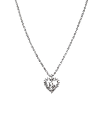 DIOR Cubic Heart Oblique Silver Necklace 53102 155010022