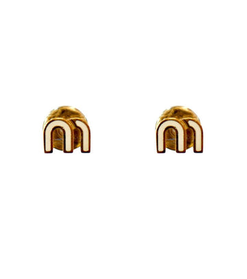 Miu Miu Ivory Enamel Gold Earrings 54931 155010077