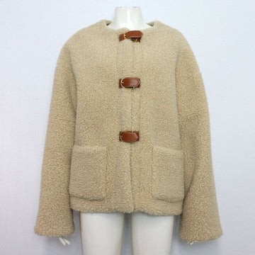 Celine Cashmere Silk Blend Leather Buckle Teddy Shearling Women Jacket 2V35F5220 155013041