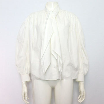 Gucci White Cotton Tie Detail Women's Blouse Shirt 721019 155013056