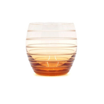 Hermes Amber Fanfare Crystal Old Fashioned Glass Cup Set 55238 155013064