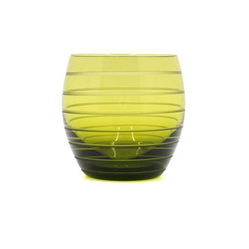 Hermes Green Fanfare Crystal Old Fashioned Glass Cup Set 55236 155013067