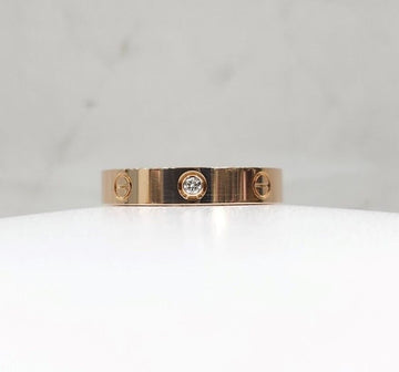 Cartier 18k Diamond 1P Love Band Ring Small 18K Pink Gold Size 58 150747100
