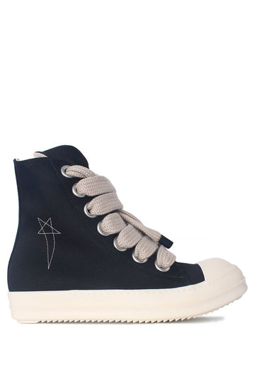 RICK OWENS Overdye Denim Jumbo Lace Sneakers Schwarzmilch DU02E7818 DOM8W2 9811 147543586