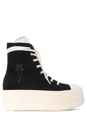 RICK OWENS Doppelte Bumper Sneaker aus gebürsteter Baumwolle in Schwarz und Milch 147543583