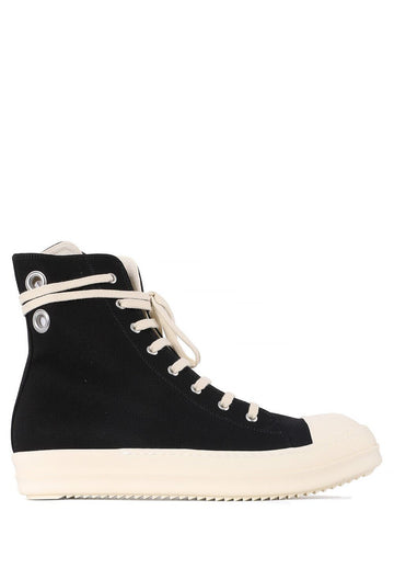 RICK OWENS DRKSHDW オーバーダイデニムアイレットスニーカー ブラックミルク DU01E3800 DOES1 911 135225725