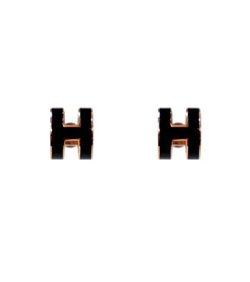 HERMES ブラック ポパシュ ゴールド イヤリング 55127 155091082