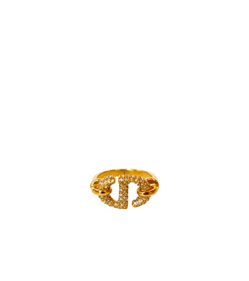 Dior Cubic Navy CD Gold Ring L Size 55106 155091129