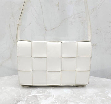 Bottega Veneta White Cassette Intrecciato Crossbody Bag 138828856