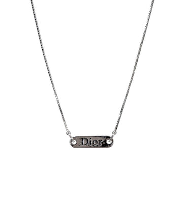 DIOR ブラックプレートシルバーネックレス 52336 155115642