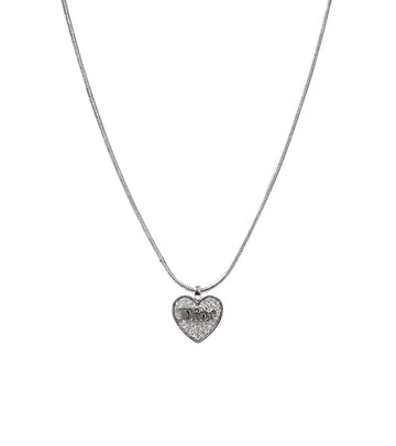 Dior Cubic Heart Silver Necklace 54113 155115645
