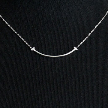 Tiffany & Co 18K White Gold 10P Diamond Small T Smile Pendant Necklace aa62859 155147036