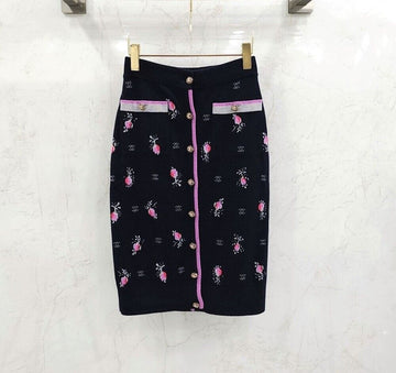 CHANEL Cashmere Flower Knit Skirt P73822 150535079
