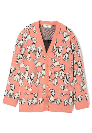 CELINE Jacquard gestrickte Baumwolle & Wolle Cardigan Pink 2A94W531Q 24BP 31315208
