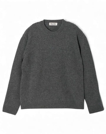 MIU MIU Cashmere-Strickpullover mit weißem Logo grau 13VB F0480 65657758