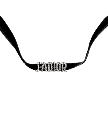 Dior Cubic Crystal Black Silver Choker Necklace 21661 146385731