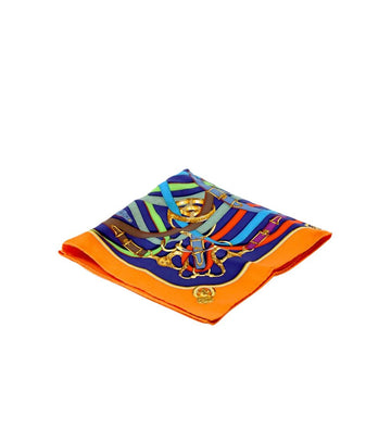HERMES オレンジ カレ シルク スカーフ 55945 155237282