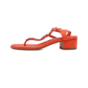 CHANEL Damen Sandalen G31463 Orange aus Ziegenleder mit CC-Kettenlogo 155262008