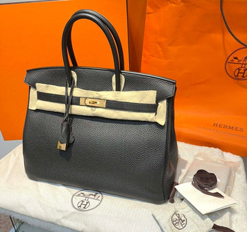 HERMES Togo Birkin 35 Schwarz mit Goldverzierungen R-Prägung J032310 155274016