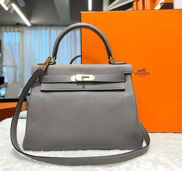 HERMES ケリー28 インステッチ グリズメイヤーグレーゴールド U刻印 G101707 148576622