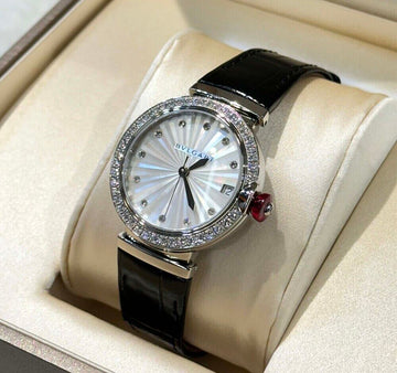 Bulgari Lucea Diamond Steel Watch Leather Strap Automatic 103476J021901 152608086