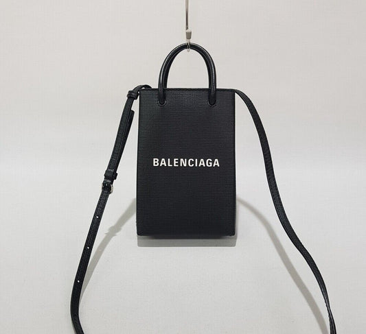 Balenciaga Phone Holder Bag Tote Crossbody Black 119070426