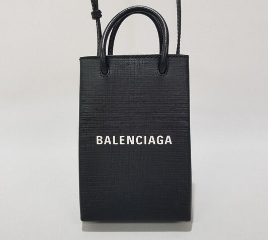 Balenciaga Phone Holder Bag Tote Crossbody Black 119070426