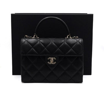 CHANEL Black Caviar Gold Chain Top Handle Medium Flap Shoulder Bag and Crossbody AA63028 155374104