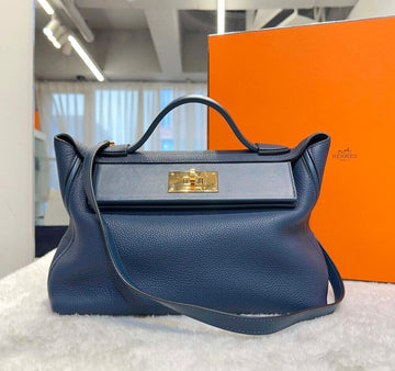 HERMES Käly 2424 29 Blue Dupruss mit goldenen Details 155391198