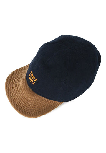 Miu Miu Denim & Corduroy Baseball Cap Navy 5HC369 2CWD F0008 139801384