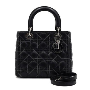 Dior Black Cannage Multi-Color Stitch Lady Medium Tote Bag with Shoulder Strap M0550 155425528