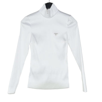 Prada Triangle Logo Stretch Satin Long Sleeve Top P986L 13886 155426363